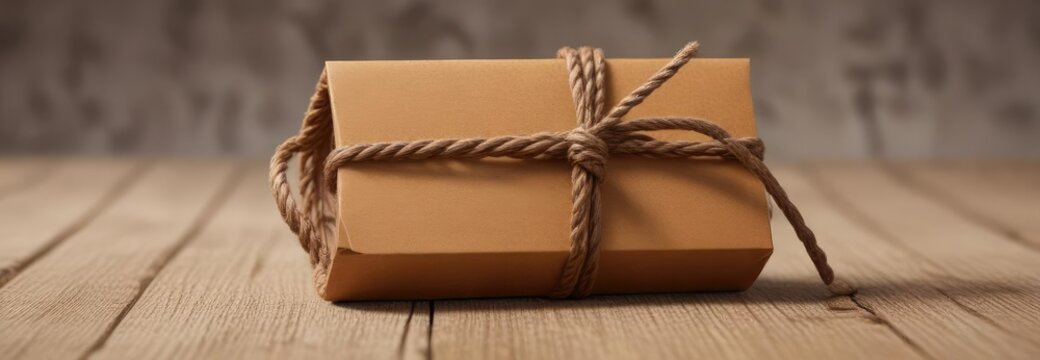 Twisted twine wrapped around a plain brown tag , twist, parcel