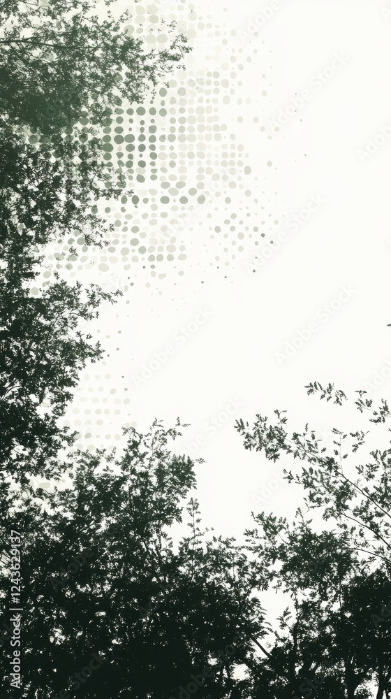 Poster Deep forest green transitions to muted tones in a serene natural setting under the sky