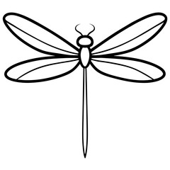 Elegant Dragonfly Illustration in Minimalist Black and White Design