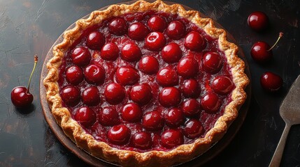 baked cherry pie isolated on transparent background