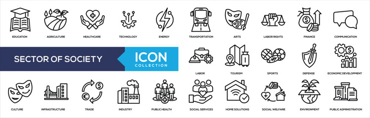 Sector of Society Line Icon Collection