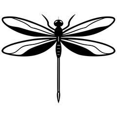 Elegant Dragonfly Illustration in Minimalist Black and White Design