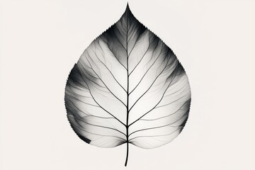 A flat line-art of a leaf with visible vein structures, representing plant biology