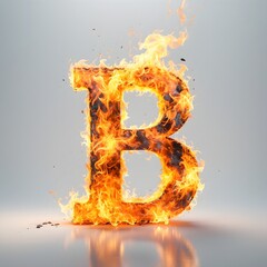 3D Buchstabe in Flammen - B