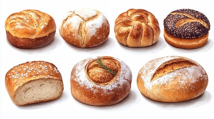 baked sweet buns freshly made bakery bread isolated on transparent background