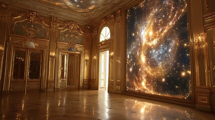 Obraz premium A holographic representation of an alien solar system floating in a science lab