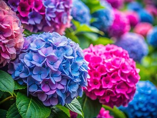Spring Hydrangea Bloom: Pink and Blue Floral Background