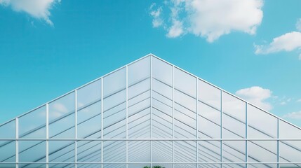 Fototapeta premium Modern greenhouse with geometric architecture, designed for efficient urban farming