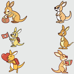 Obraz premium kangroo Cartoon bundle line art and illustrator eps
