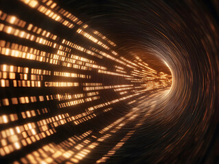 abstract representation of light trails in tunnel, creating sense of speed and motion