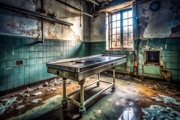 Stainless Steel Autopsy Table in Abandoned Morgue - Urban Exploration Photography