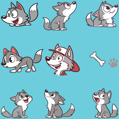 Wolf  kangroo bundle line art and illustrator eps