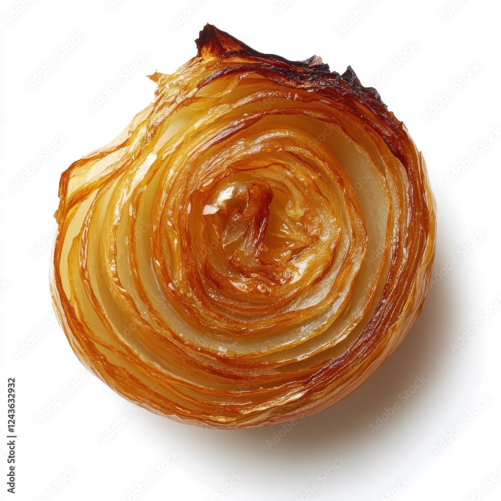 Poster roasted onion slice highlighting caramelization and texture, perfect for culinary presentation and p