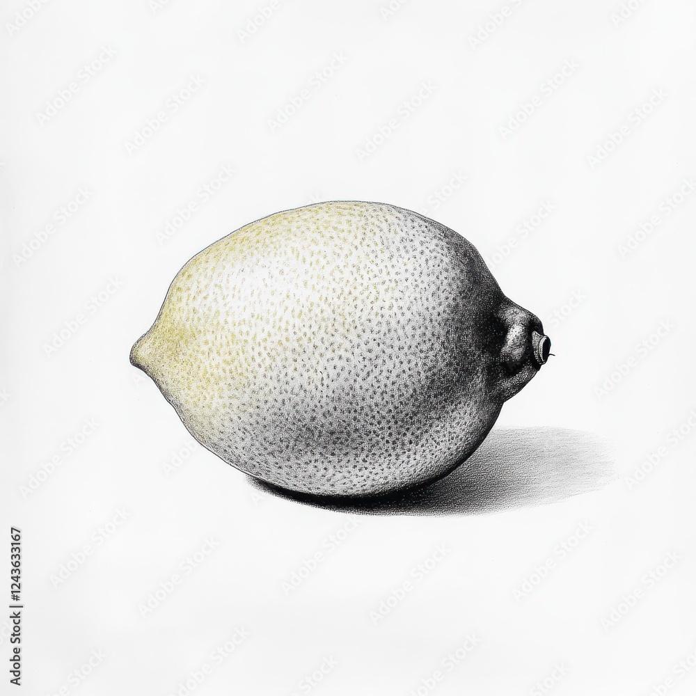 Poster cut lemon resting on a white surface, showcasing its textured skin and vibrant color against the bac