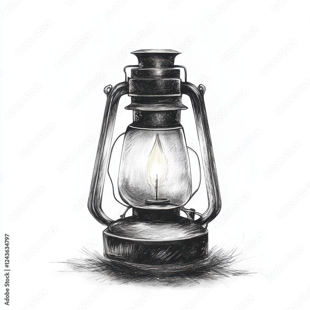 Aufkleber flickering flame illuminating a rustic lantern in a cozy setting during dusk