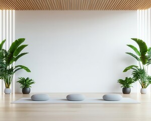 Natureinspired meditation space with minimalist plants and soft natural light