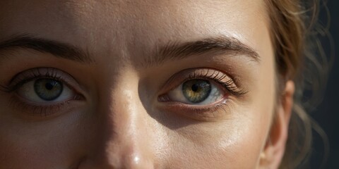 Fototapeta premium Close-up of a person’s captivating eyes revealing emotions in natural light setting