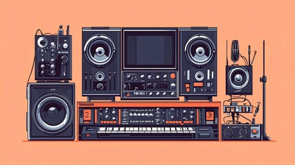 Fototapeta premium Audio Advertisement Flat Vector Illustration: Engaging Listeners through Unique Sound Experiences