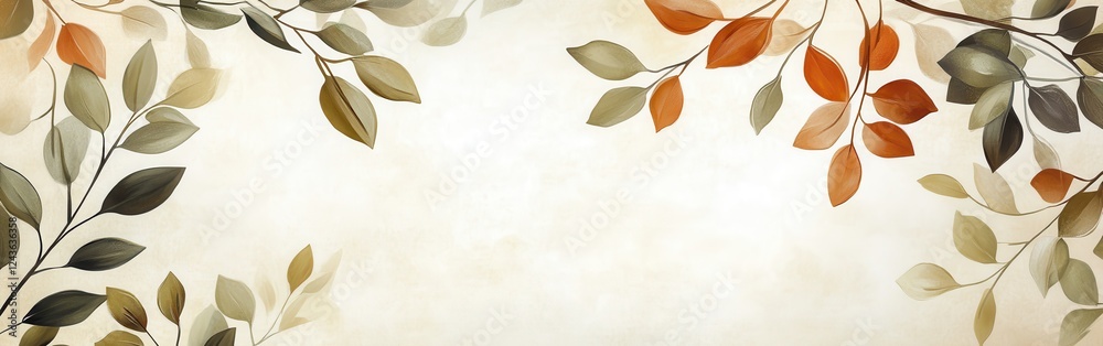 Poster elegant natural design featuring branches with leaves in soft colors for creative projects and backg