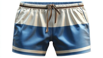 blue and white stripes shorts for swimming isolated on transparent background