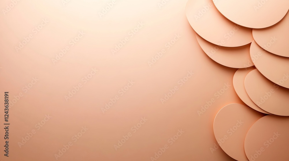 Poster Interlocking oval shapes in soft pastel colors are arranged on a matte surface, casting gentle shadows that enhance depth and allow for text placement