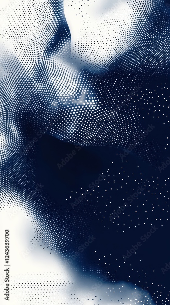 Poster dynamic halftone design showcasing a midnight backdrop with soft contrasting elements