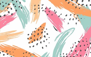 Naklejka premium Abstract Colorful Brush Strokes Pattern with Dotted Accents on White