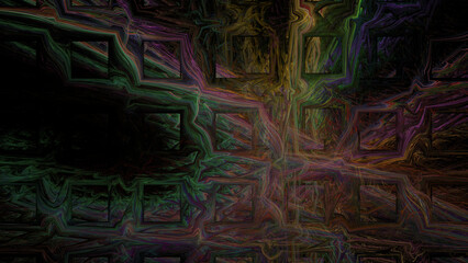 Sfondo scuro con quadrati e line colorate