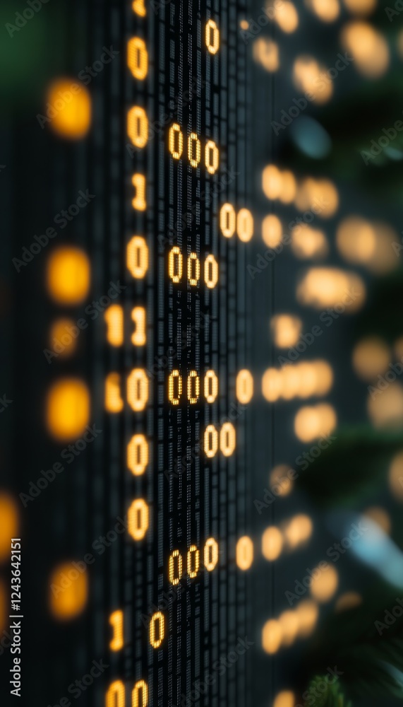 Poster abstract futuristic technology background with binary code, vector graphic in bright colors