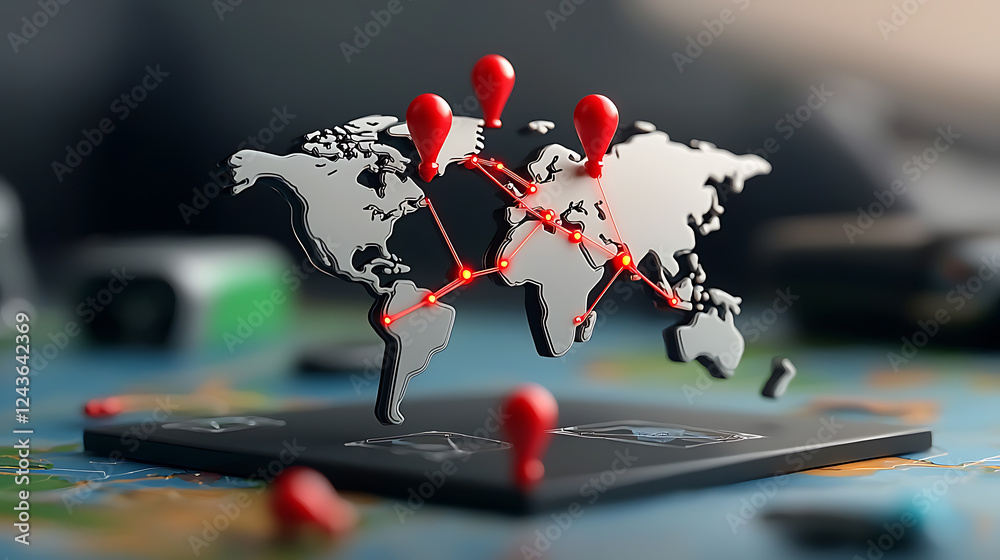 Poster global networking event map visualization digital environment 3d design geolocation insights modern 