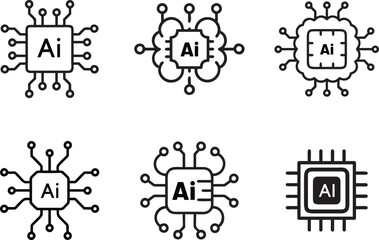 Artificial intelligent AI Chip icon designs for modern technology .