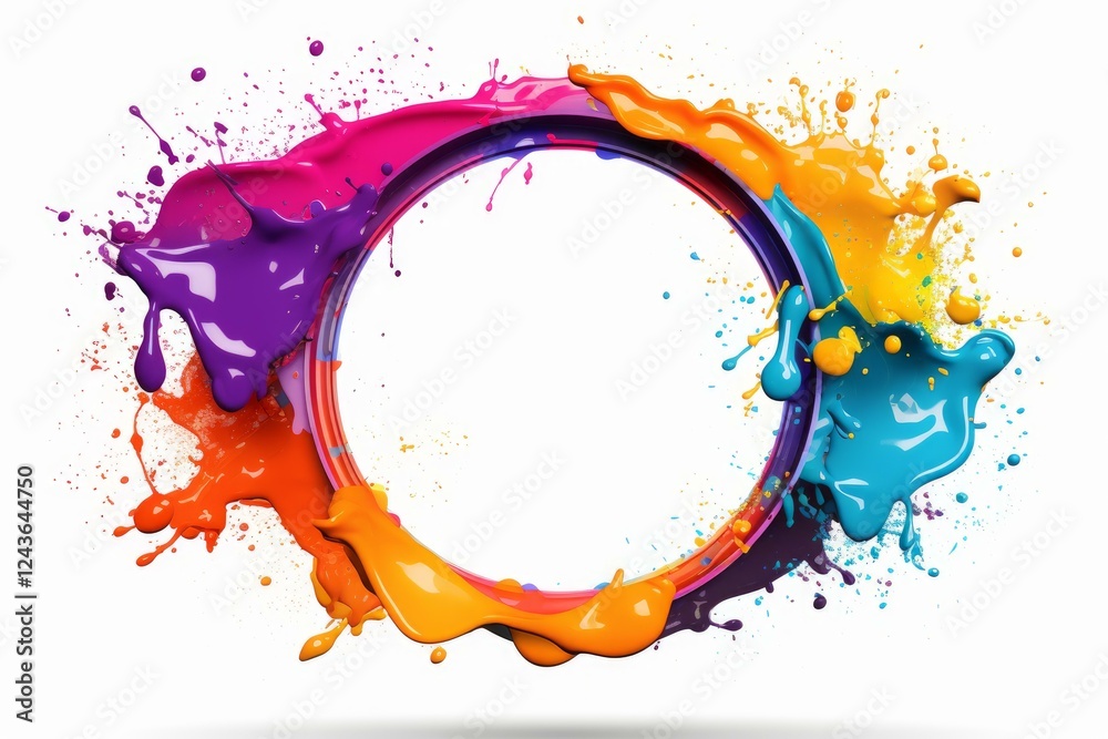 Poster vivid colors creating a dynamic and vibrant circular frame with copy space