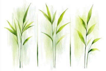 Obraz premium Delicate Palm Trees with Bright Green Fronds against a Soft Watercolor Background