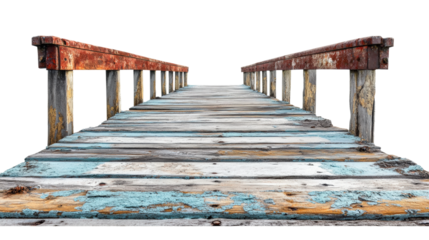 Serene coastal landscape from rustic wooden pier viewpoint isolated on transparent background