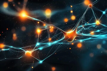 Obraz premium Vivid neural networks displayed through animated glowing backgrounds.