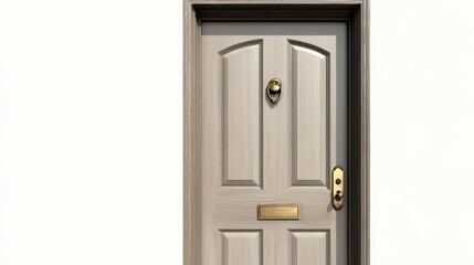 Fototapeta premium Simple Exterior Door with Knob and Mail Slot on Neutral Wall