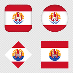 French Polynesia Flag Icons Pack. Vector illustration.