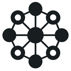 Abstract graphic of interconnected circles, representing a network or molecule.