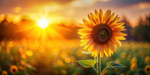 Obraz premium Golden Hour Sunflower in a Field of Blooms