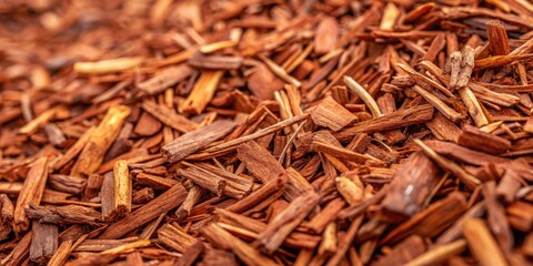 Close-up view of rich brown wood chips, perfect for crafting and natural projects