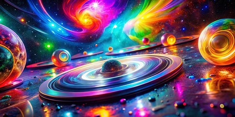 Obraz premium Surreal RGB LED Disk Light: Multicolored Illumination, Abstract Photography