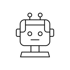 Robot line icon design. Robot with face and stand design