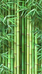 Fototapeta premium Green Bamboo Stalks, Background Texture Lush Foliage, Refreshing, Nature-Inspired Backdrop