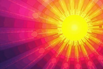 Obraz premium Abstract sunburst, vibrant yellow pink gradient, digital art, bright