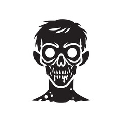 Zombie with missing jaw silhouette