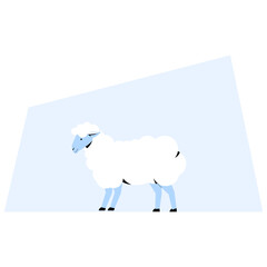 Sheep Standing In Flat Vector Illustration Symbolizing Wool Production, Livestock Farming, And Agriculture, Isolated On White Background