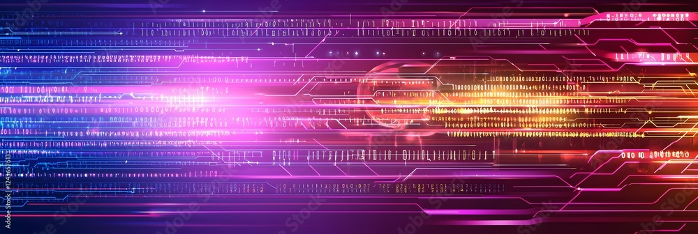 Poster a colorful computer screen with a lot of lines and dots