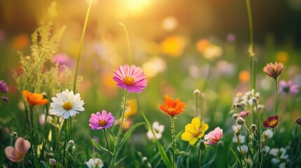 spring wild flower field background