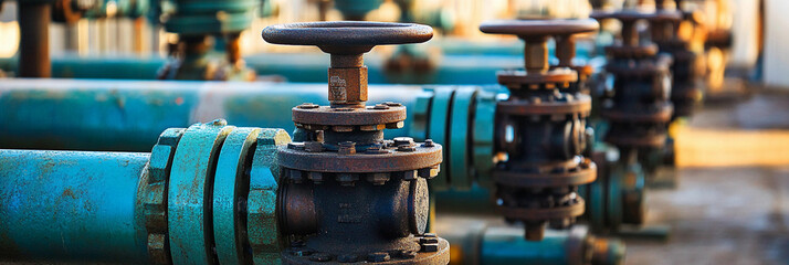 Industrial valves and pipes in a processing facility