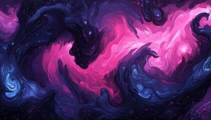 Fototapeta premium Cosmic Swirl, Abstract Digital Art of Intertwined Blue and Pink Lights, Shimmering Nebula Effect